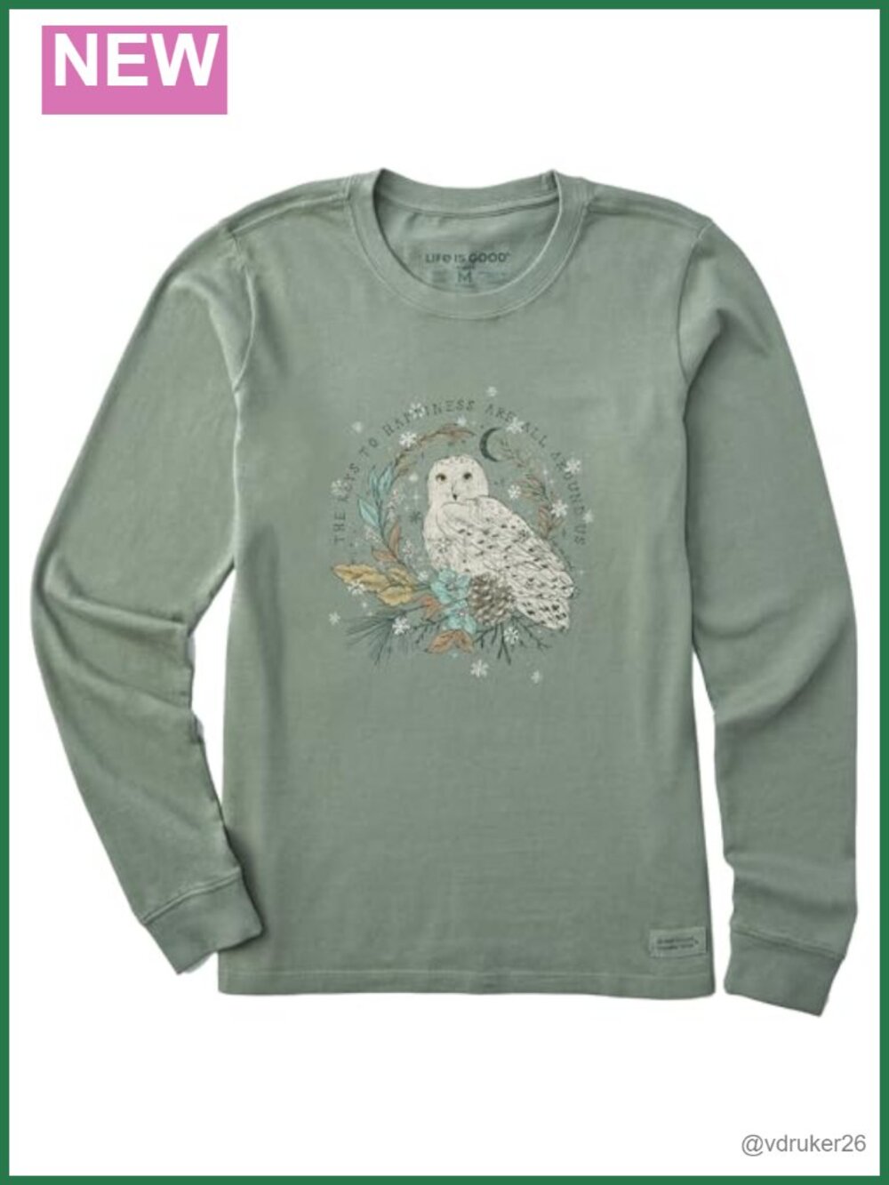 Life is Good Long Sleeve Cotton Graphic Tee Crusher Classic Fit Crew Neck